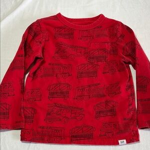 3T GAP Kids Red Fire Truck Long Sleeve Shirt